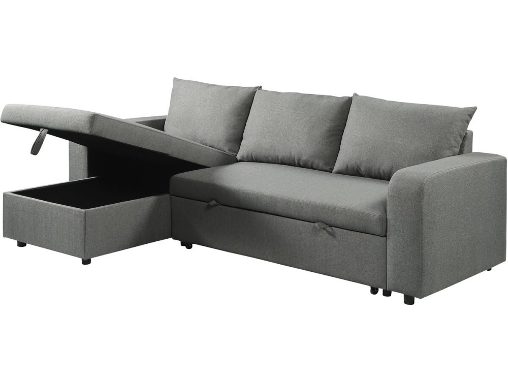 Divano angolare reversibile/convertibile in tessuto "Victor" - 3 posti - Grigio