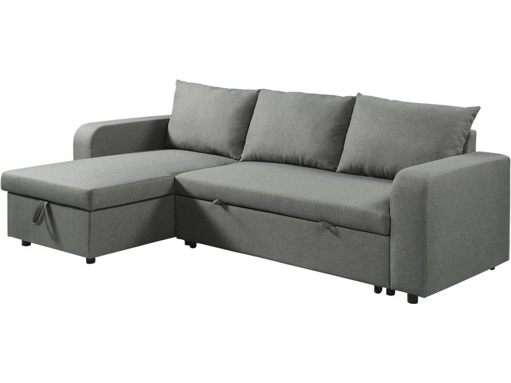 Divano angolare reversibile/convertibile in tessuto "Victor" - 3 posti - Grigio