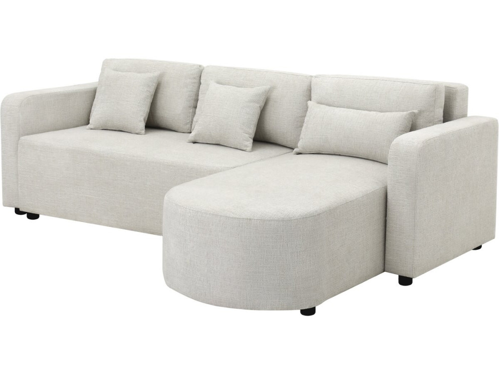 Divano angolare trasformabile/reversibile in tessuto "Charles" - 3 posti - Beige