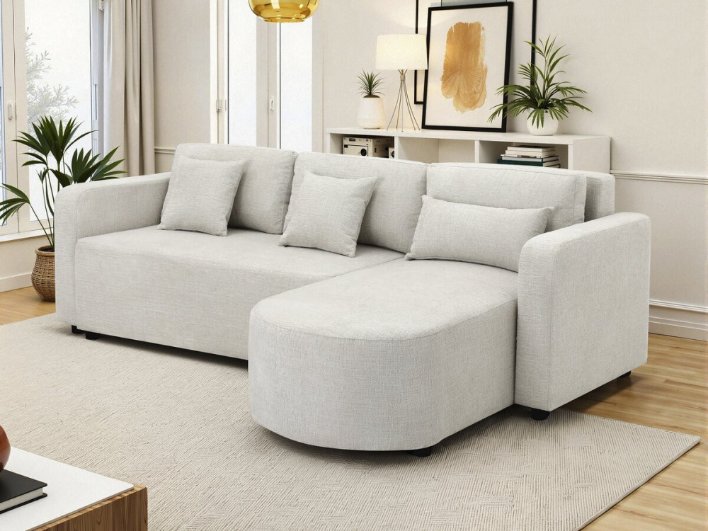 Divano angolare trasformabile/reversibile in tessuto "Charles" - 3 posti - Beige