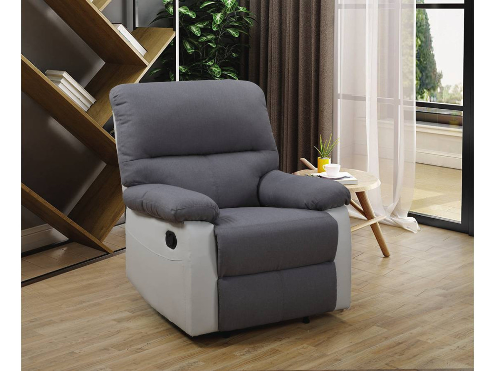 Poltrona relax "Lincoln"- Bianco/ Grigio chiaro