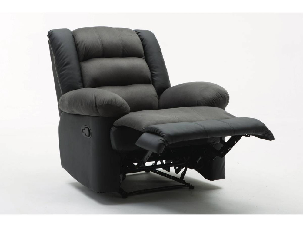 Poltrona relax "Buckingham" - Nero / Grigio scuro