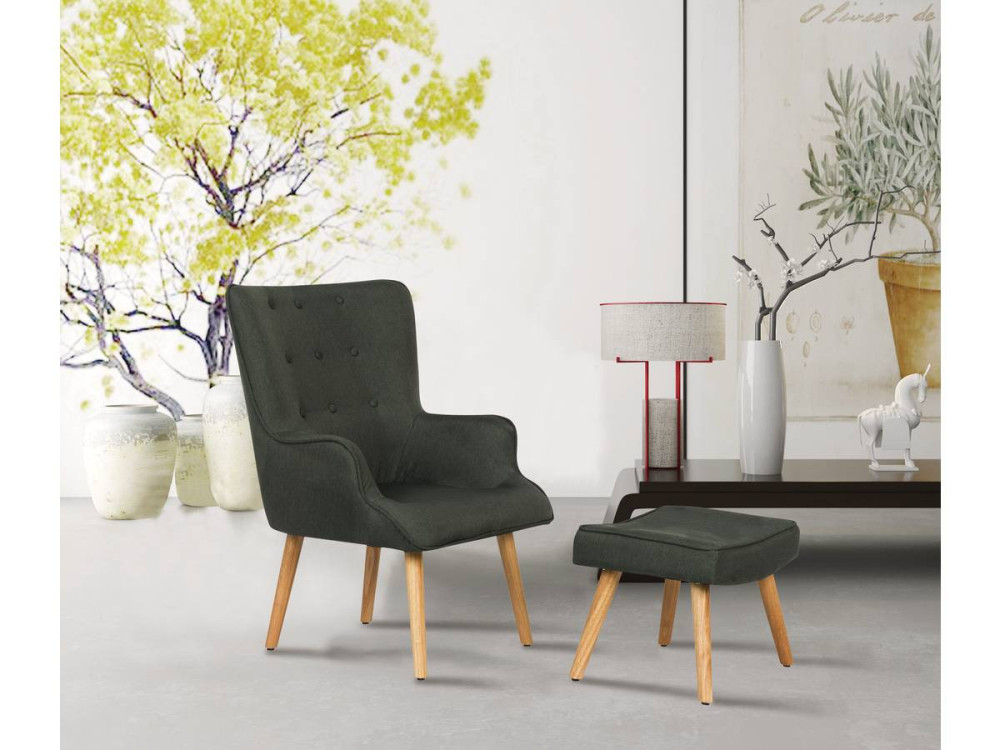 Poltrona "Odense" in stile scandinavo - Grigio scuro