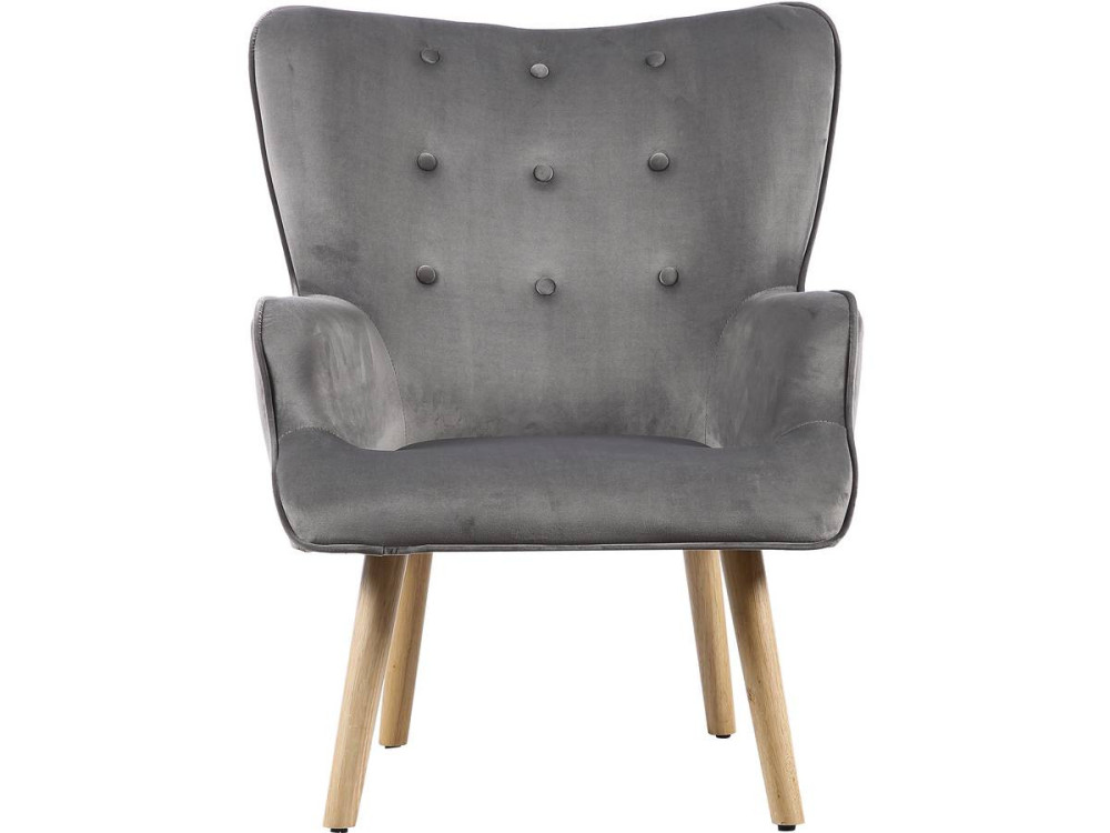Poltrona in velluto stile scandinavo "Odense" - 73 x 81 x 92,5 cm - 1 posto - Grigio