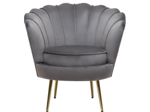 Poltrona "Floria" in velluto - 75 x 68 x 77,5 cm - Grigio