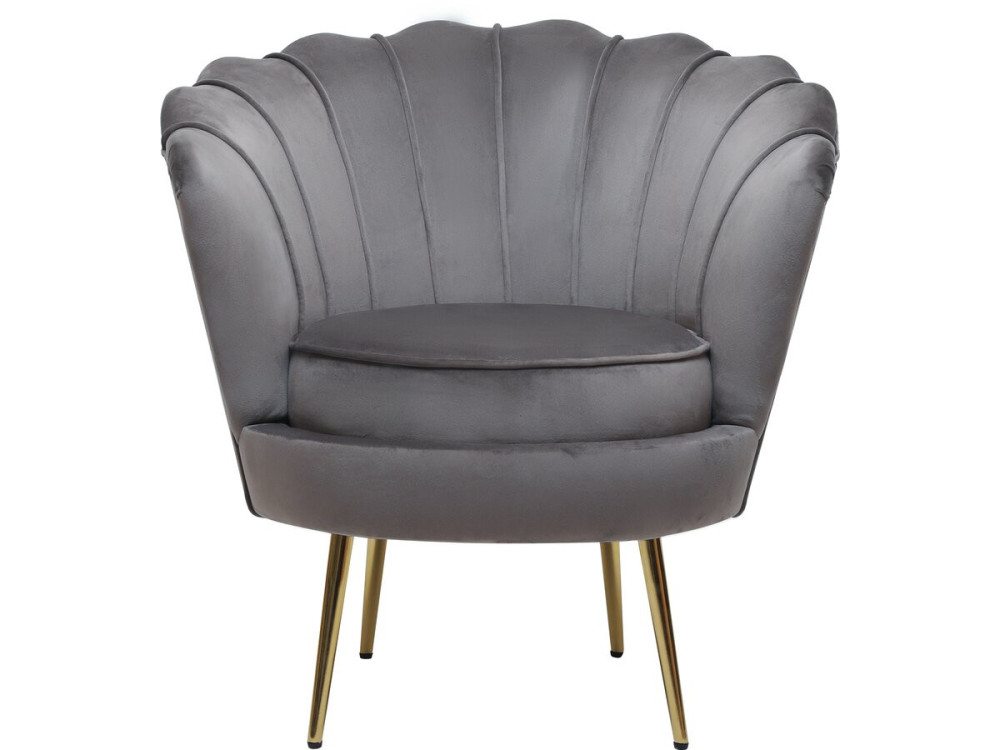 Poltrona "Floria" in velluto - 75 x 68 x 77,5 cm - Grigio
