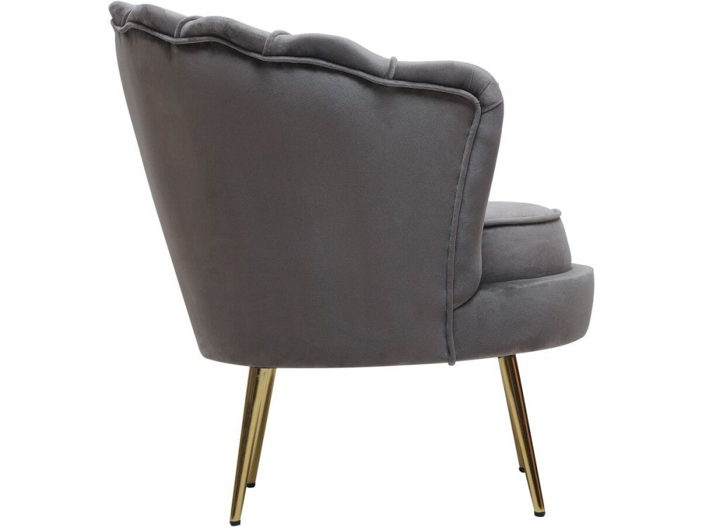 Poltrona "Floria" in velluto - 75 x 68 x 77,5 cm - Grigio