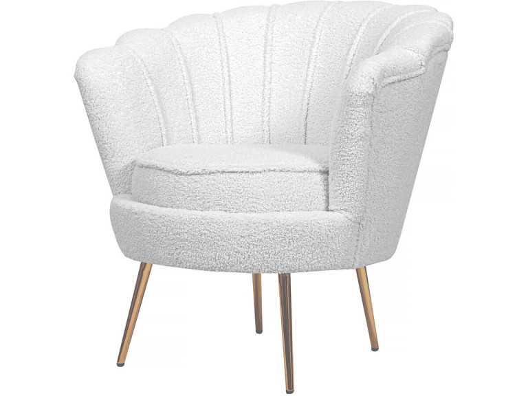 Poltrona "Floria" in velluto - 75 x 68 x 77,5 cm - Bianco