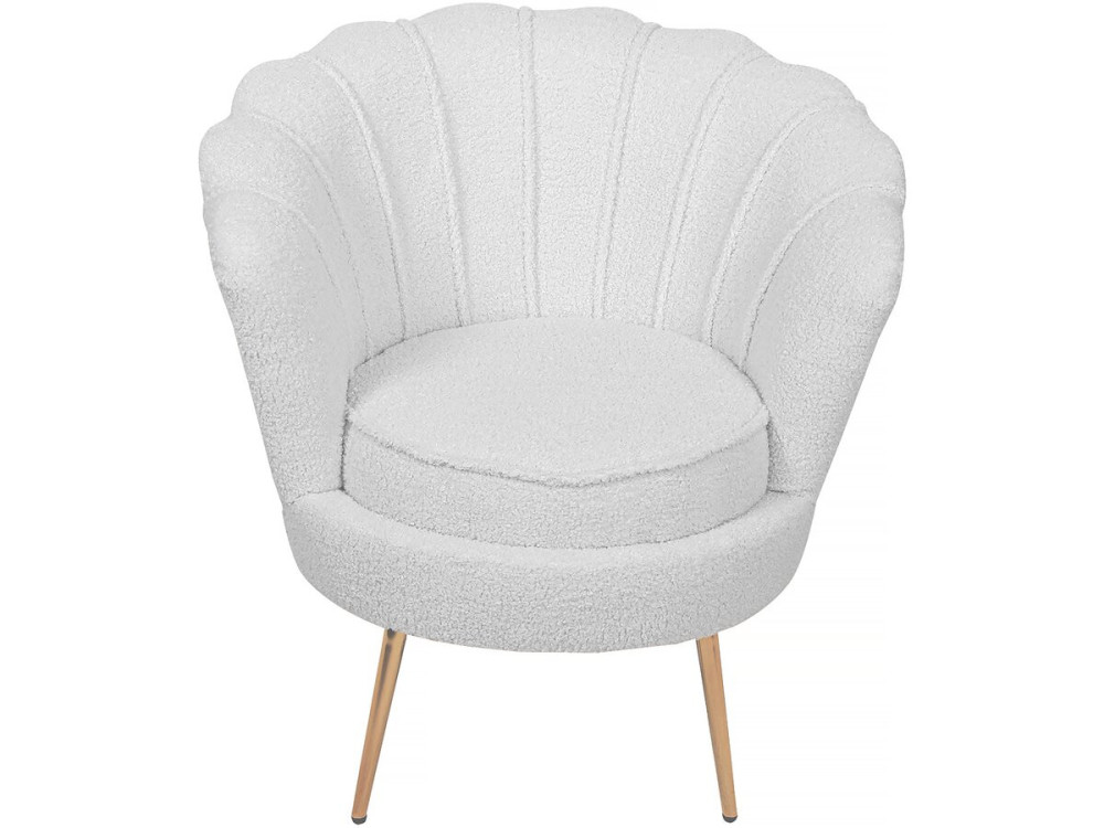 Poltrona "Floria" in velluto - 75 x 68 x 77,5 cm - Bianco