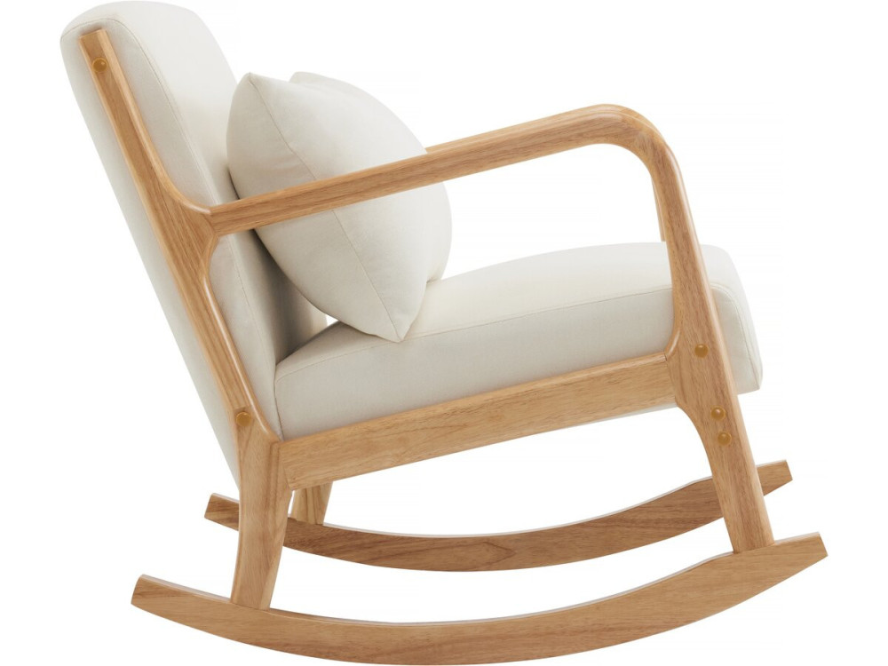 Sedia a dondolo in stile scandinavo in bouclé e legno "Clinton" - Beige