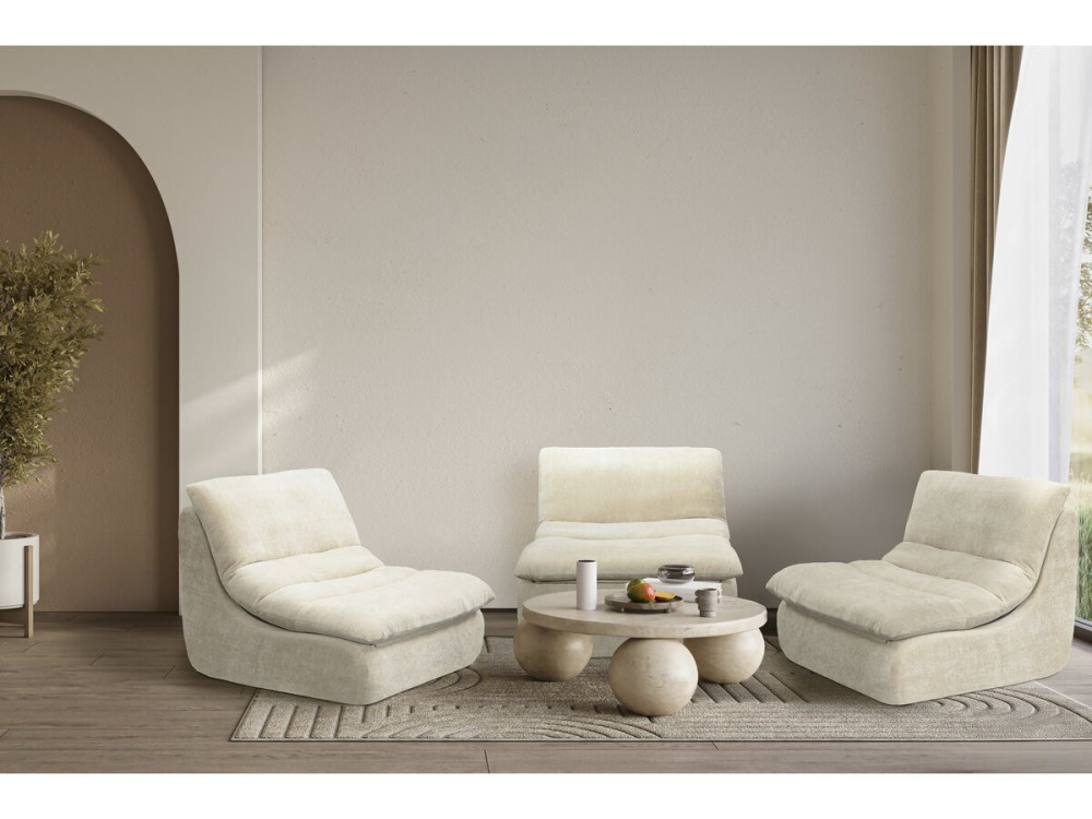 Chaise longue in tessuto testurizzato "Candela" - 81 x 96 x 75 cm - Beige