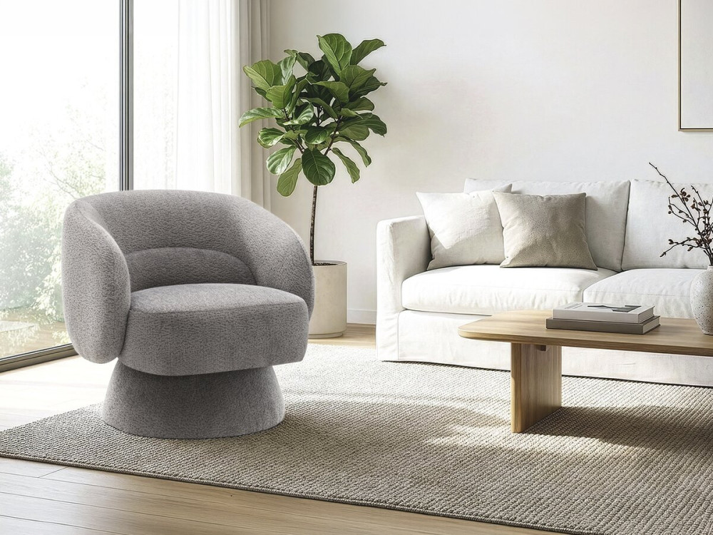 Poltrona girevole "Franklin" in spugna - 74 x 75 x 75 cm - Grigio