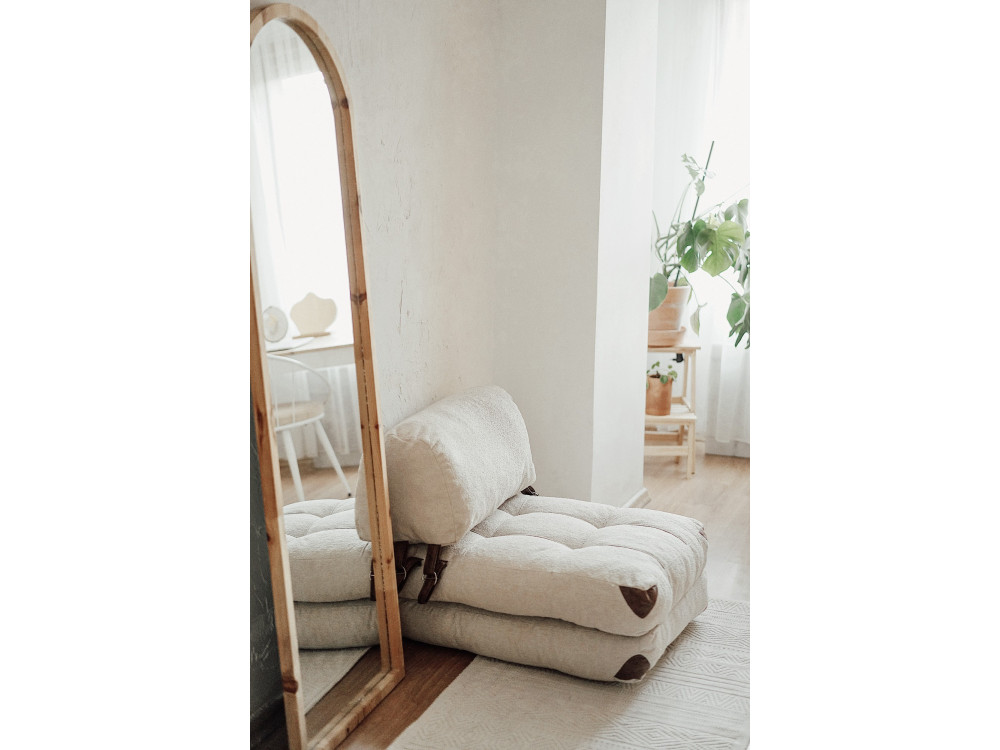 Poltrona-letto in tessuto "Fold" - 80 x 60 x 70 cm - Crema