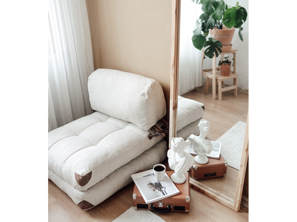 Poltrona-letto in tessuto "Fold" - 80 x 60 x 70 cm - Crema