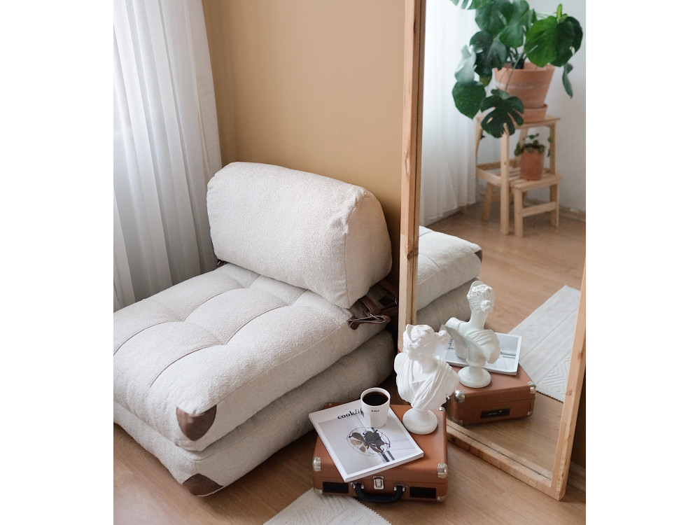 Poltrona-letto in tessuto "Fold" - 80 x 60 x 70 cm - Crema