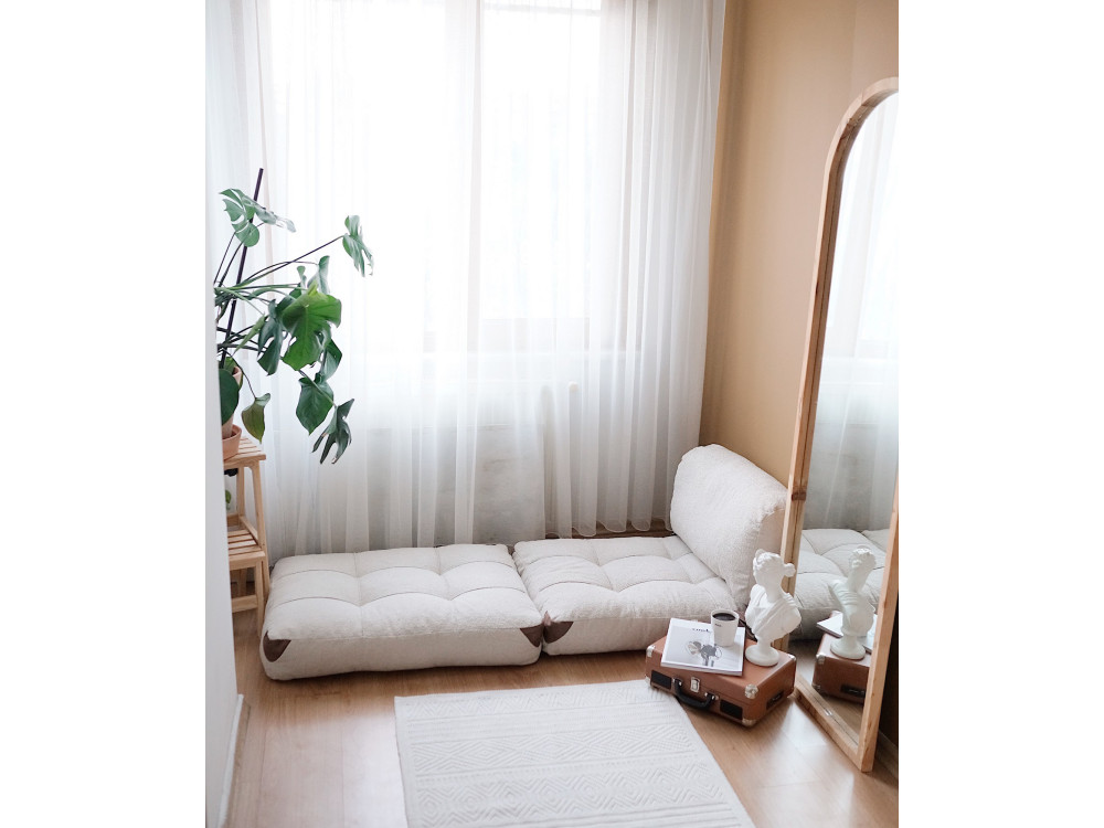 Poltrona-letto in tessuto "Fold" - 80 x 60 x 70 cm - Crema