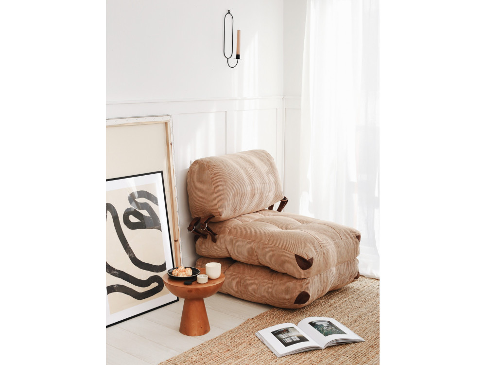 Poltrona-letto in tessuto "Fold" - 80 x 60 x 70 cm - Marrone