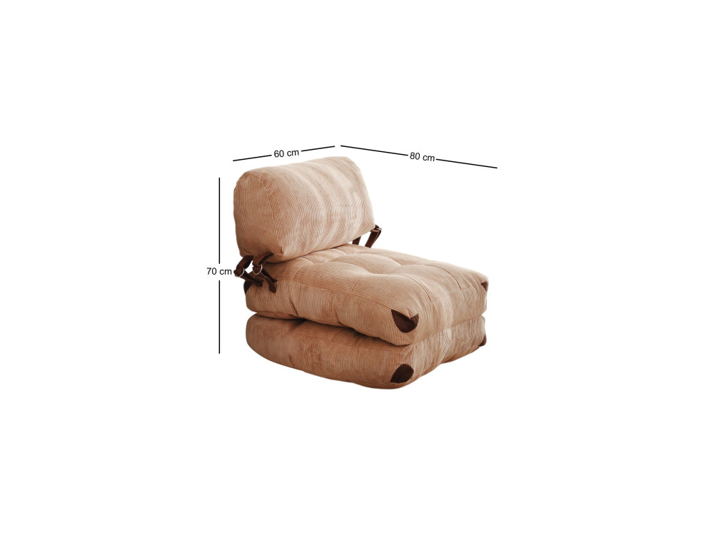 Poltrona-letto in tessuto "Fold" - 80 x 60 x 70 cm - Marrone