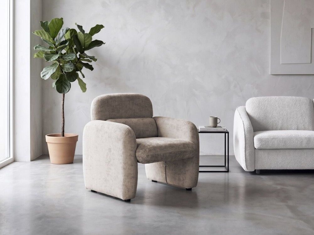 Poltrona lounge "Cozmo" in tessuto screziato - 78 x 79 x 77 cm - Beige
