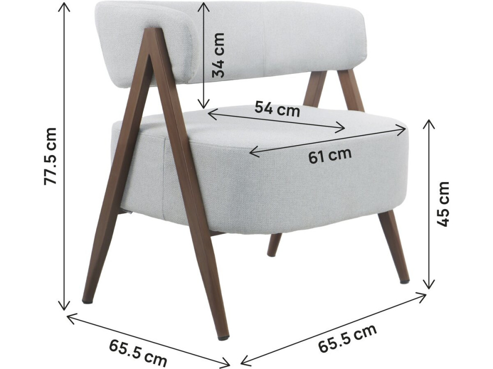 Poltrona "Astra" con struttura in finto legno - Grigio chiaro