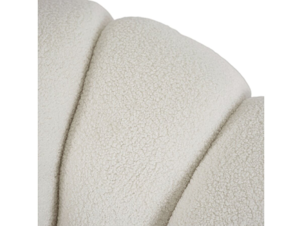 Poltrona a bolle "Élysée" con pouf in tessuto bouclette - Crema