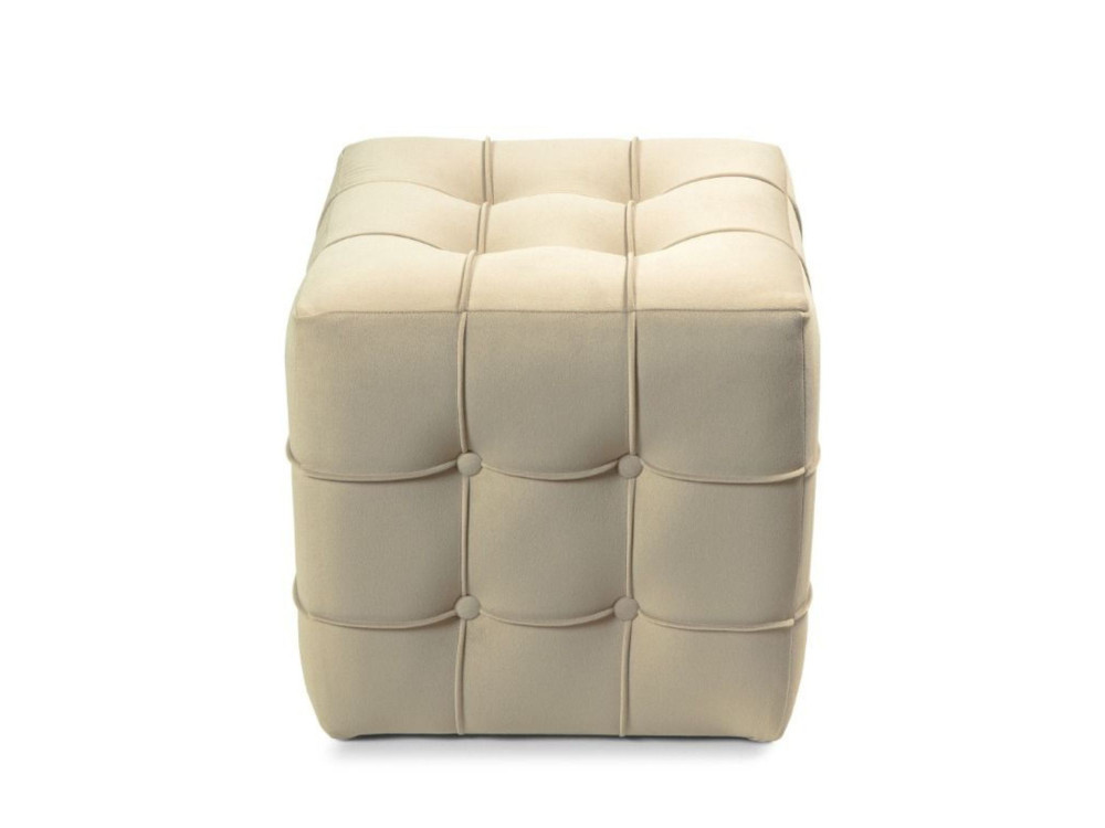 Pouf in velluto "Lizbon" - 42 x 42 x 42 cm - Crema