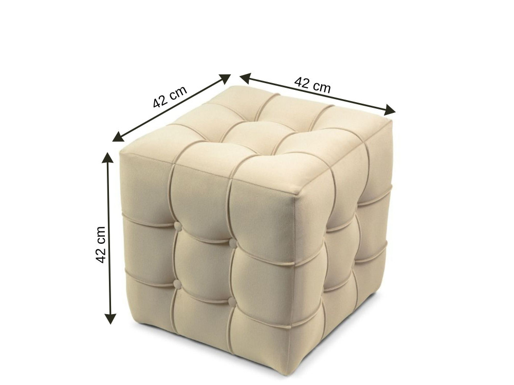 Pouf in velluto "Lizbon" - 42 x 42 x 42 cm - Crema