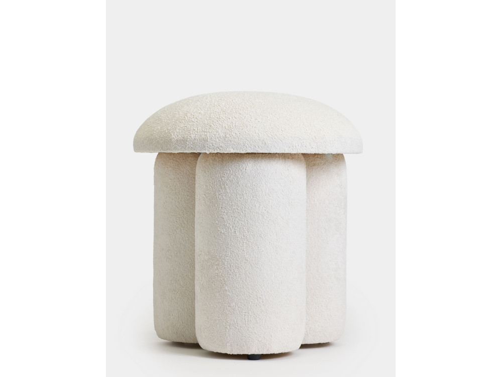 Pouf in tessuto "Magnus" - 45 x 45 x 48 cm - Bianco