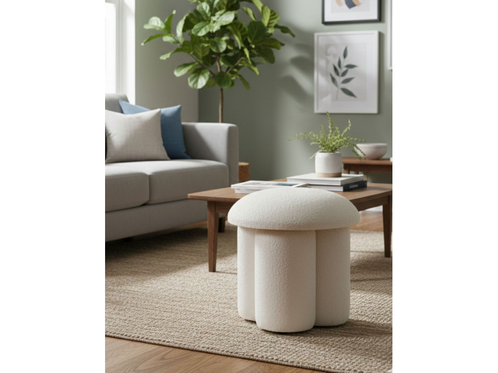 Pouf in tessuto "Magnus" - 45 x 45 x 48 cm - Bianco