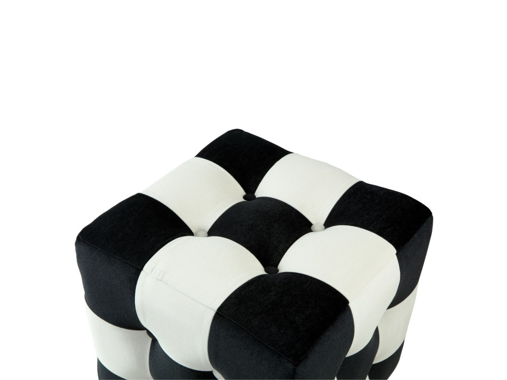 Pouf in velluto "Patchwork" - 42 x 42 x 42 cm - Nero / Bianco