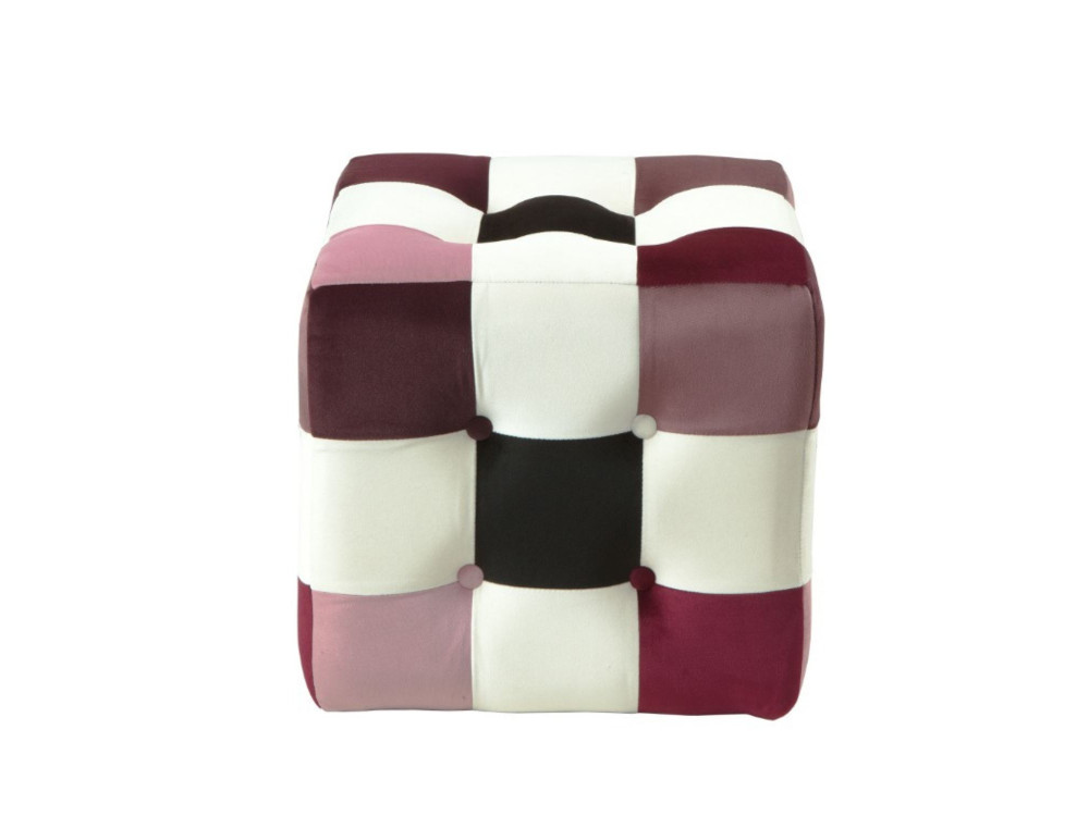 Pouf in velluto "Patchwork" - 42 x 42 x 42 cm - Multicolore