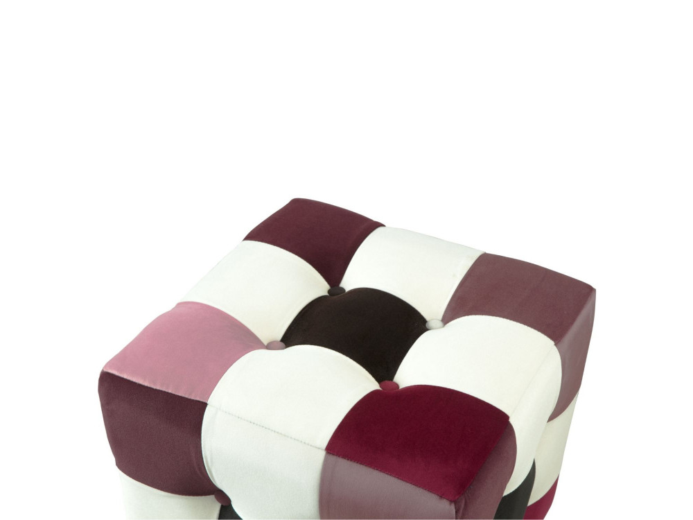 Pouf in velluto "Patchwork" - 42 x 42 x 42 cm - Multicolore