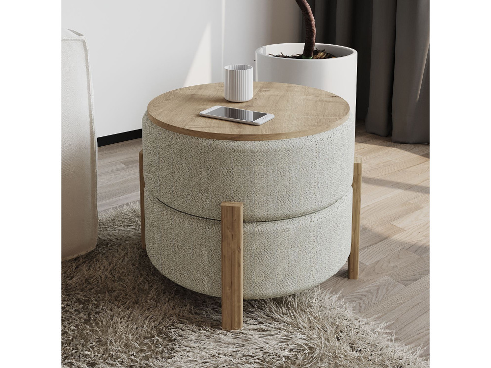 Pouf in legno "Clone" - 47 x 48 x 45 cm - Beige