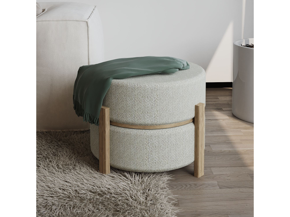 Pouf in legno "Clone" - 47 x 48 x 45 cm - Beige