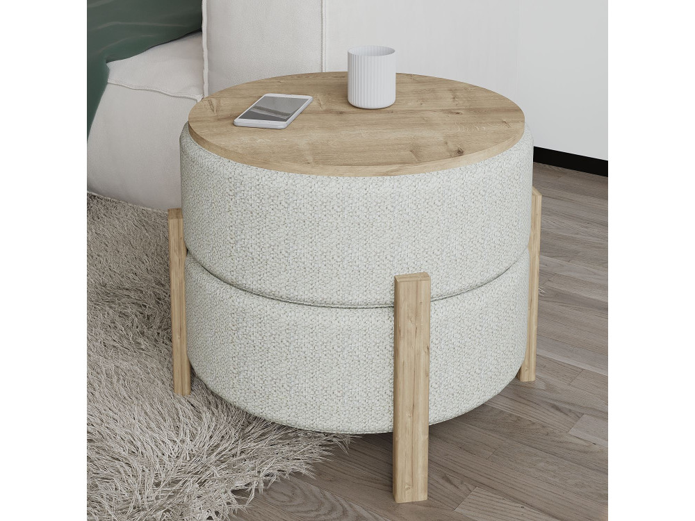 Pouf in legno "Clone" - 47 x 48 x 45 cm - Beige