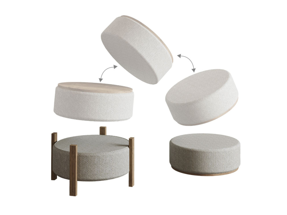 Pouf in legno "Clone" - 47 x 48 x 45 cm - Beige