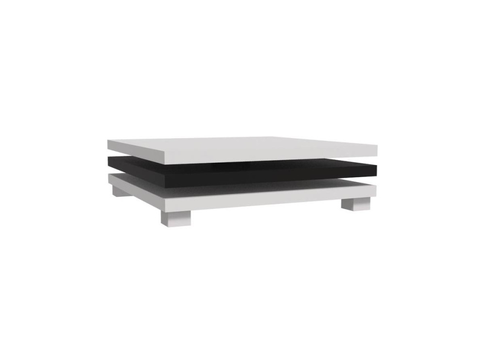 Tavolino "Elena" - 80 x 80 x 32 cm - Bianco / Nero