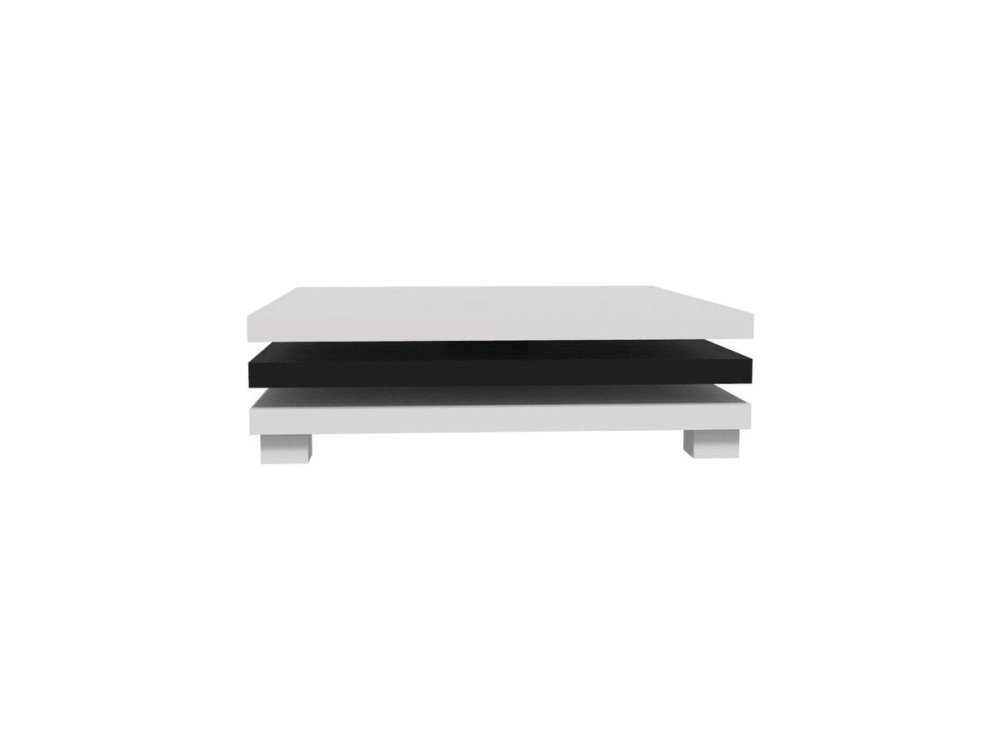 Tavolino "Elena" - 80 x 80 x 32 cm - Bianco / Nero