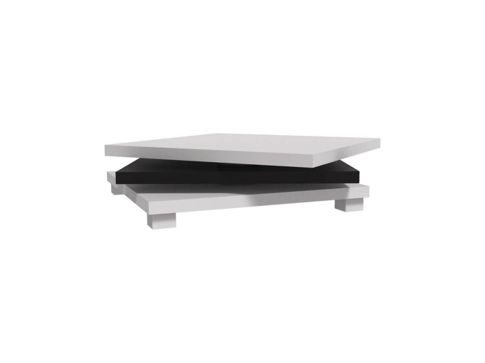 Tavolino "Elena" - 80 x 80 x 32 cm - Bianco / Nero