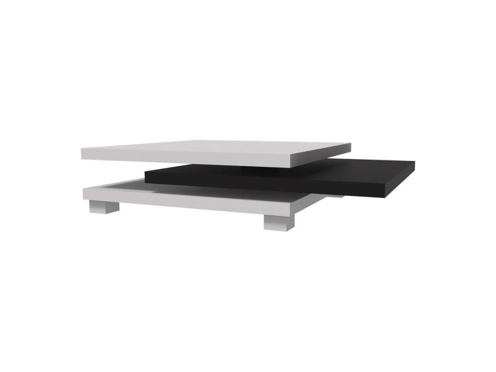 Tavolino "Elena" - 80 x 80 x 32 cm - Bianco / Nero