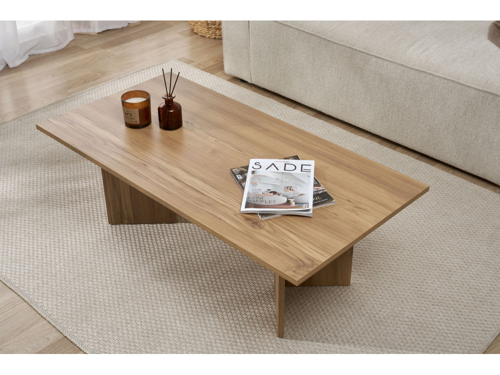 Tavolino da caffè in legno "Sabin" - 60 x 119 x 40 cm - Rovere