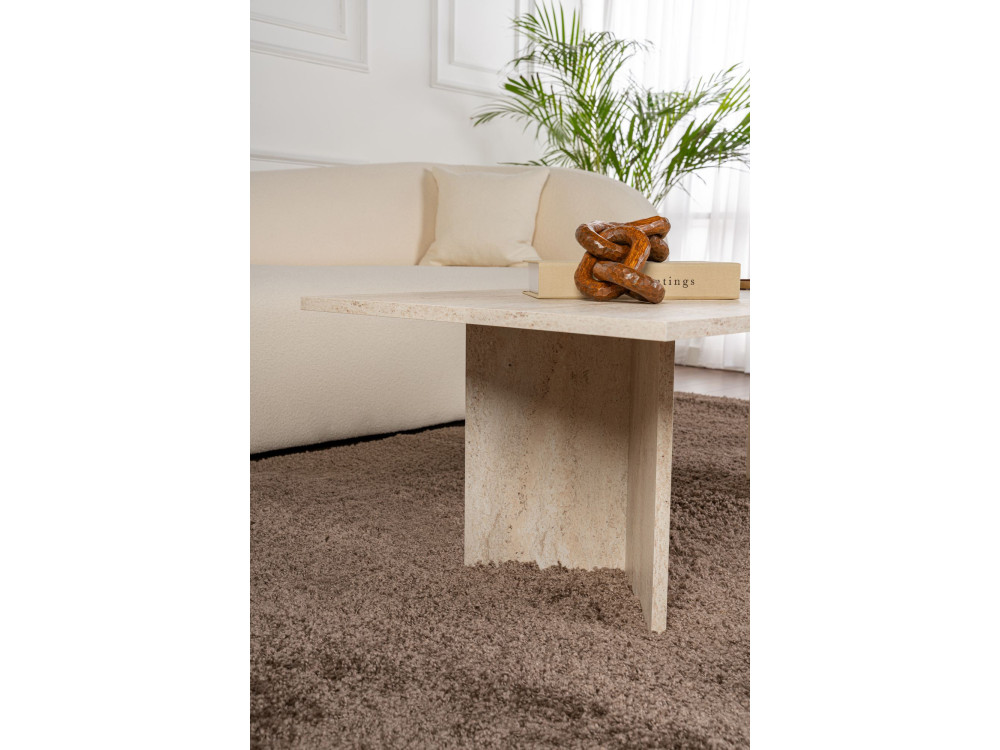 Tavolino da caffè in legno "Sabin" - 60 x 119 x 40 cm - Travertino