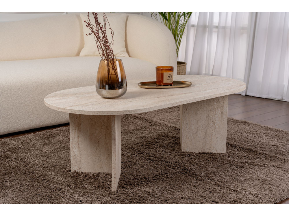 Tavolino da caffè in legno "Sabbia" - 60 x 119 x 40 cm - Travertino