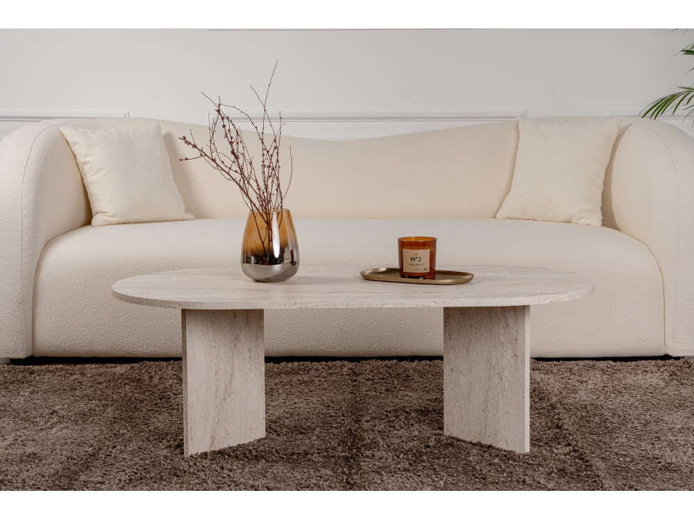Tavolino da caffè in legno "Sabbia" - 60 x 119 x 40 cm - Travertino