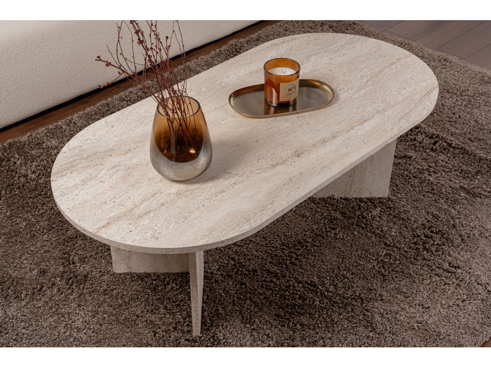 Tavolino da caffè in legno "Sabbia" - 60 x 119 x 40 cm - Travertino