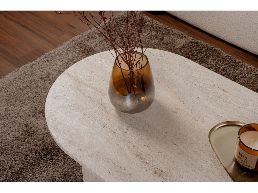 Tavolino da caffè in legno "Sabbia" - 60 x 119 x 40 cm - Travertino