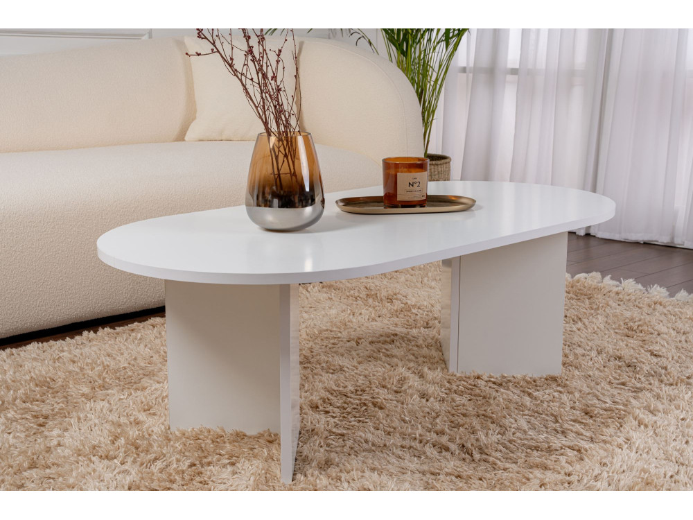 Tavolino da caffè in legno "Sabbia" - 60 x 119 x 40 cm - Bianco