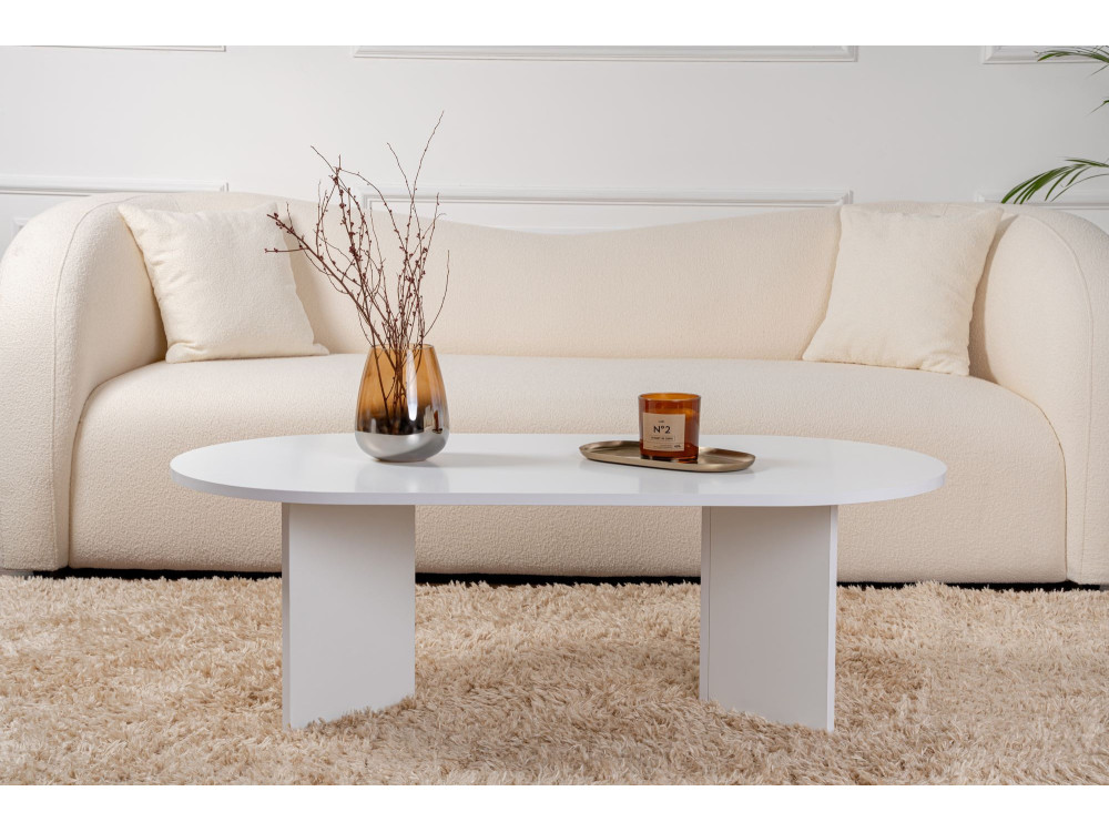 Tavolino da caffè in legno "Sabbia" - 60 x 119 x 40 cm - Bianco