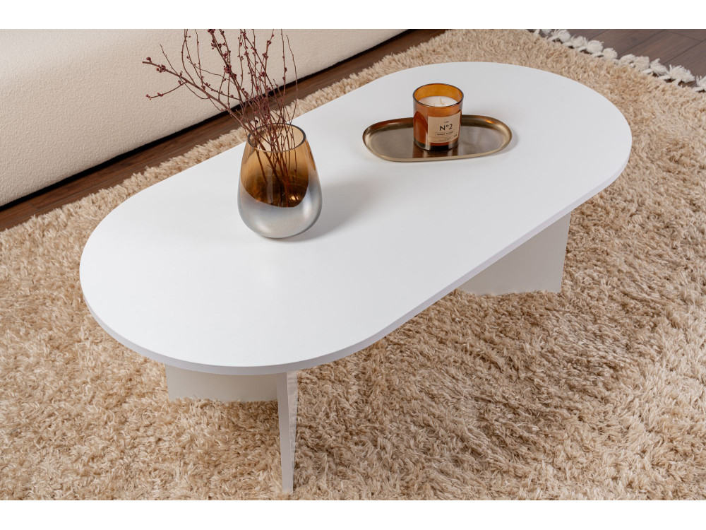 Tavolino da caffè in legno "Sabbia" - 60 x 119 x 40 cm - Bianco