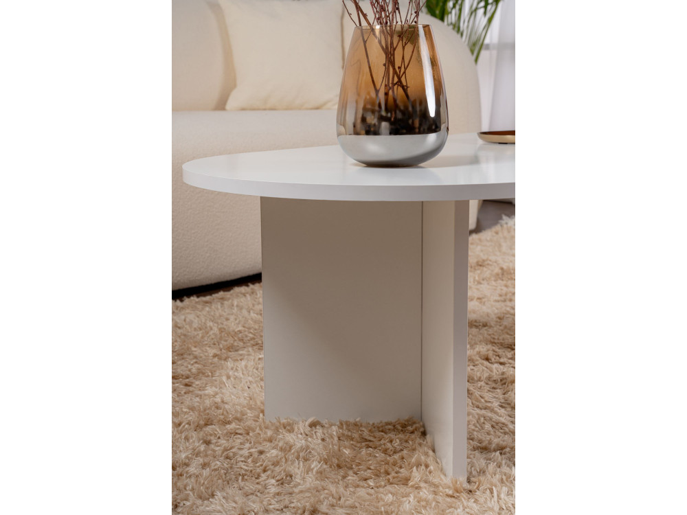 Tavolino da caffè in legno "Sabbia" - 60 x 119 x 40 cm - Bianco